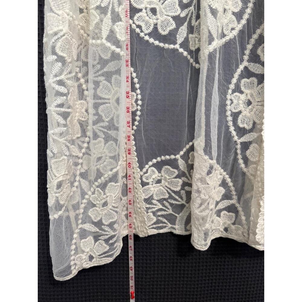 Kimono Womens One Size Ivory Boho Sheer Lace Floral Pattern Open Front Romantic - Picture 3 of 6